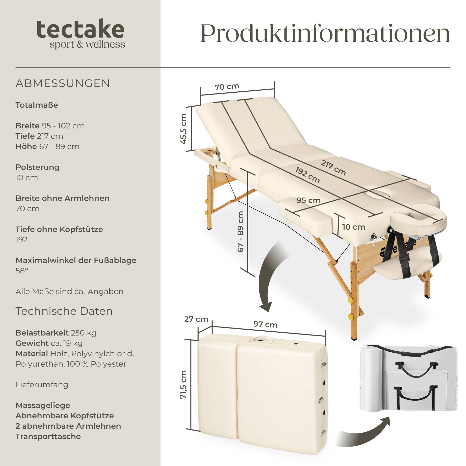 3 Zonen Massageliege
