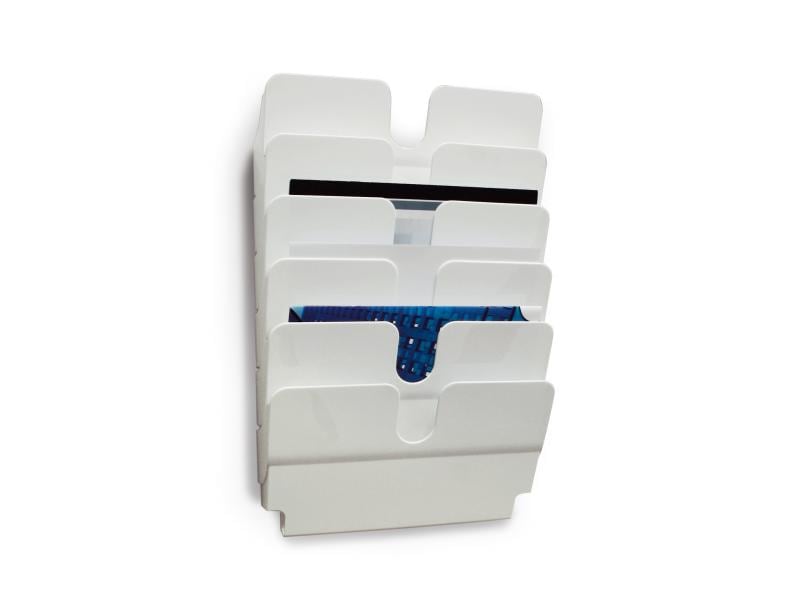 DURABLE Prospektständer Flexiplus 6 A4 quer, Weiss Sechsteiliger Prospekt- und Dokumenthalter für an die Wand