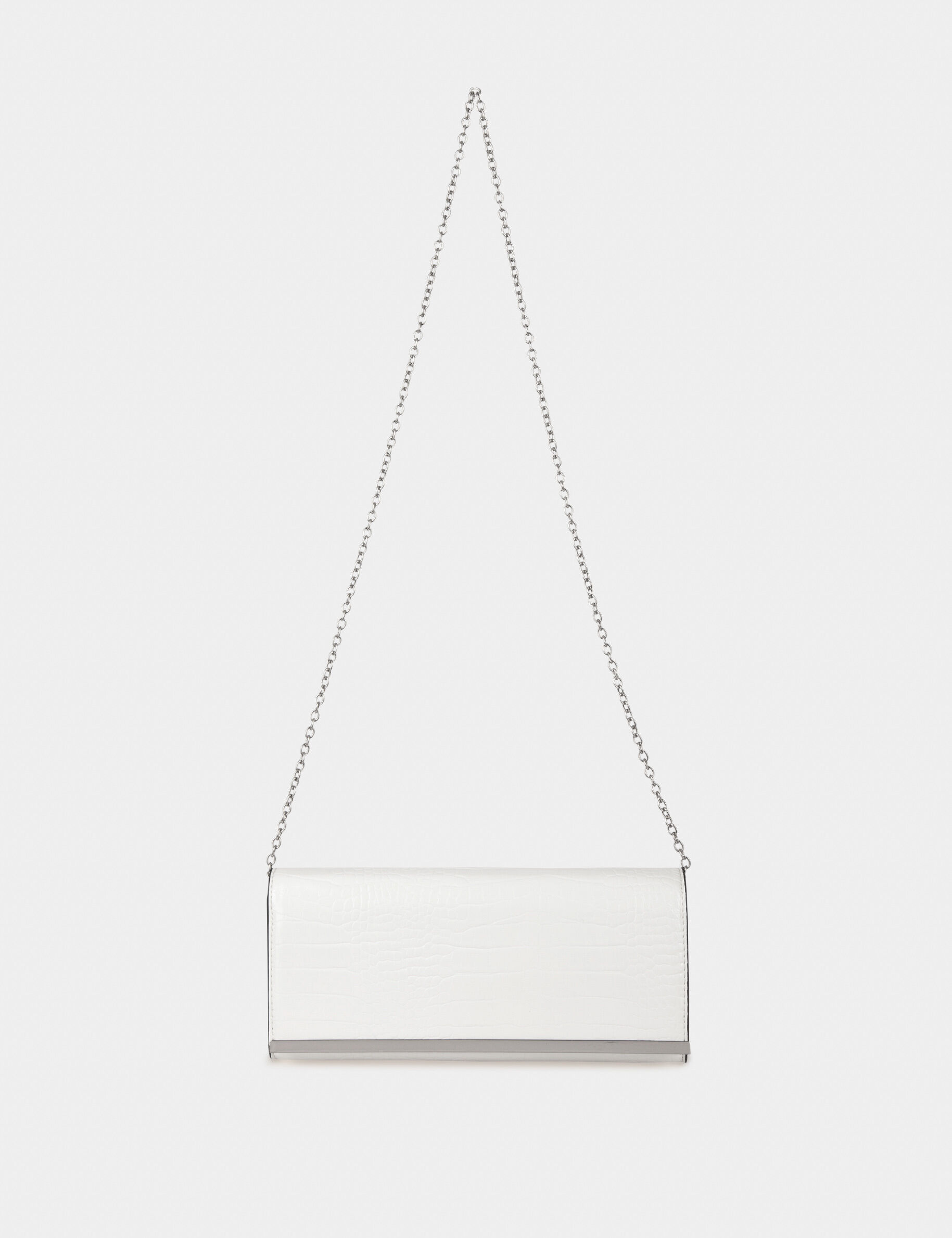 Sac pochette effet croco blanc femme - blanc