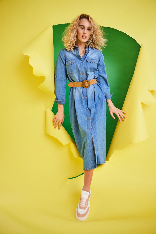 heine Jeanskleid »Jeans-Kleid« Brusttasche
