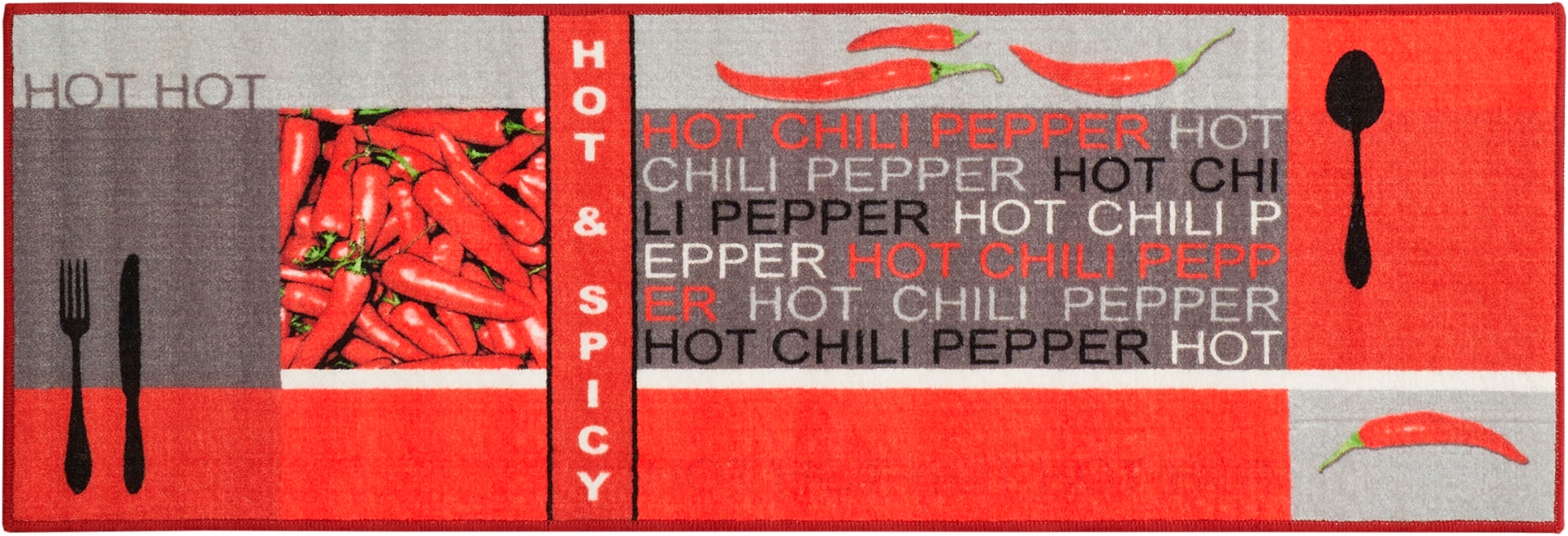 Andiamo Küchenläufer »Hot Pepper« rechteckig 5 mm Höhe Motiv Peperoni/Chili, Küche, waschbar, Kundenliebling