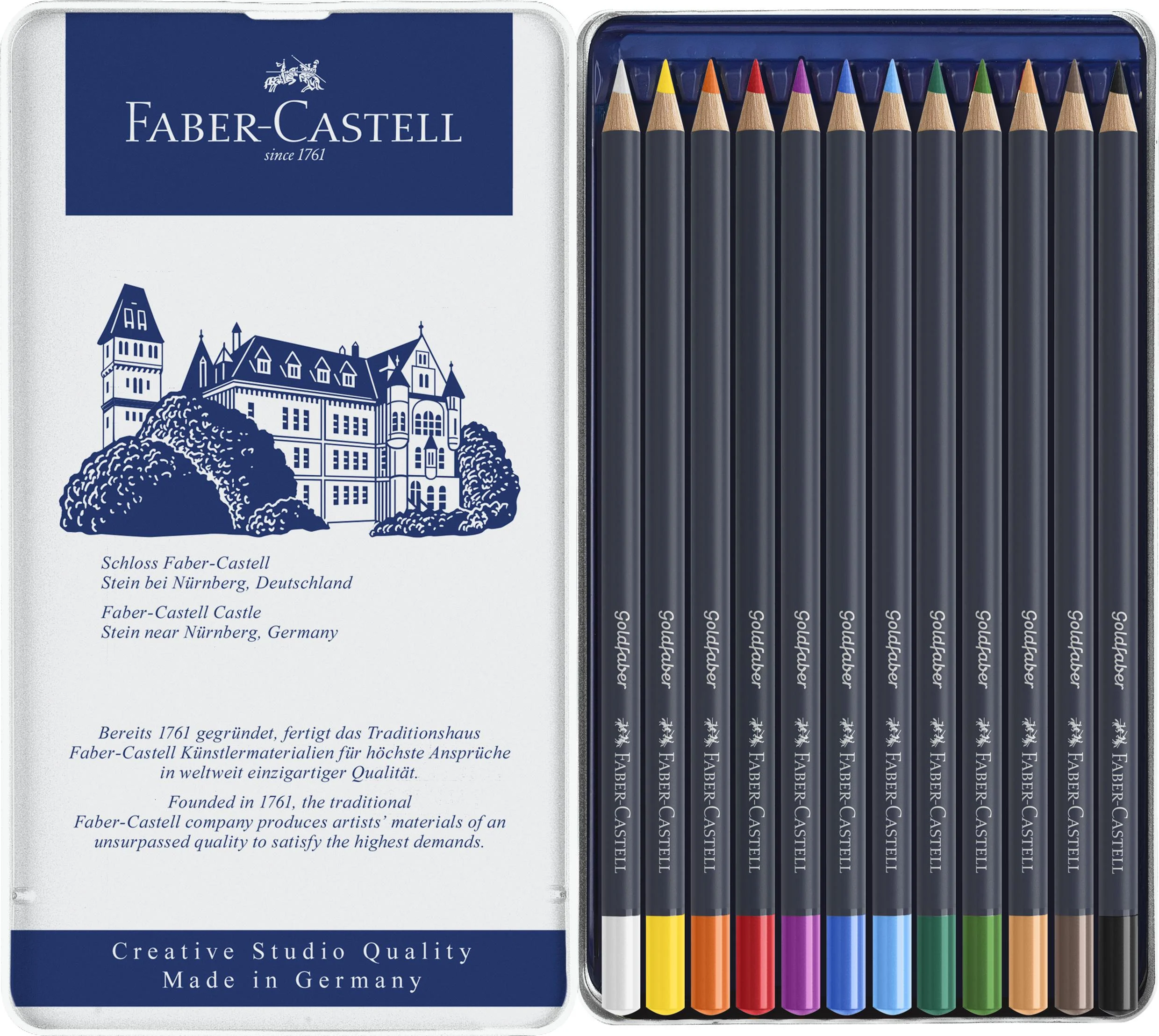 Faber-Castell - Farveblyanter Goldfaber tin (12 stk)