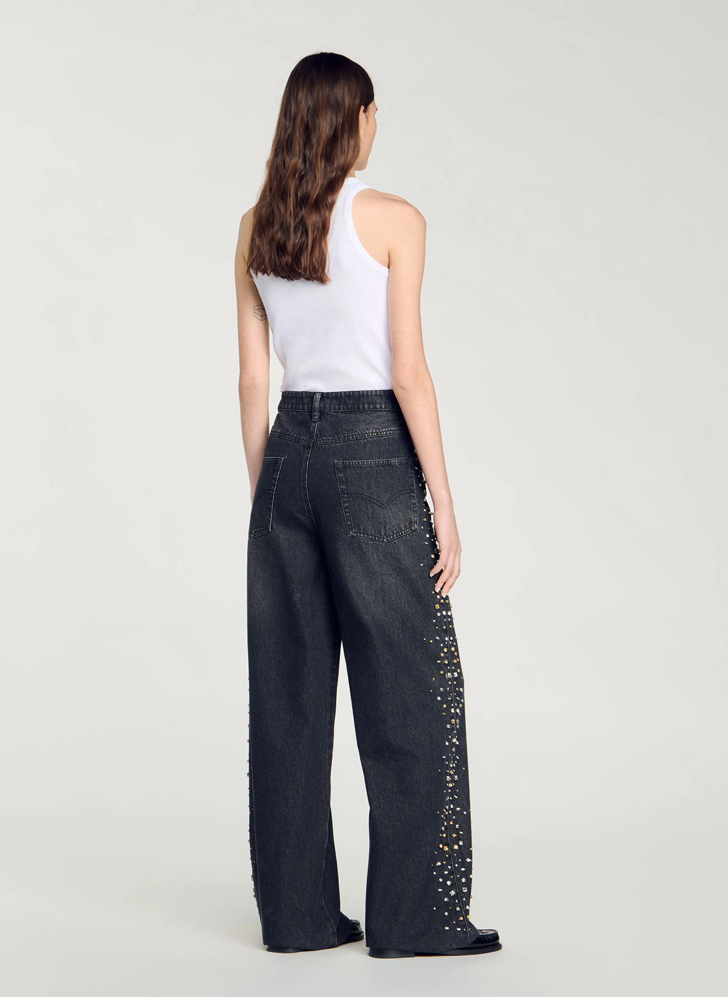 Jean large en coton | Noir