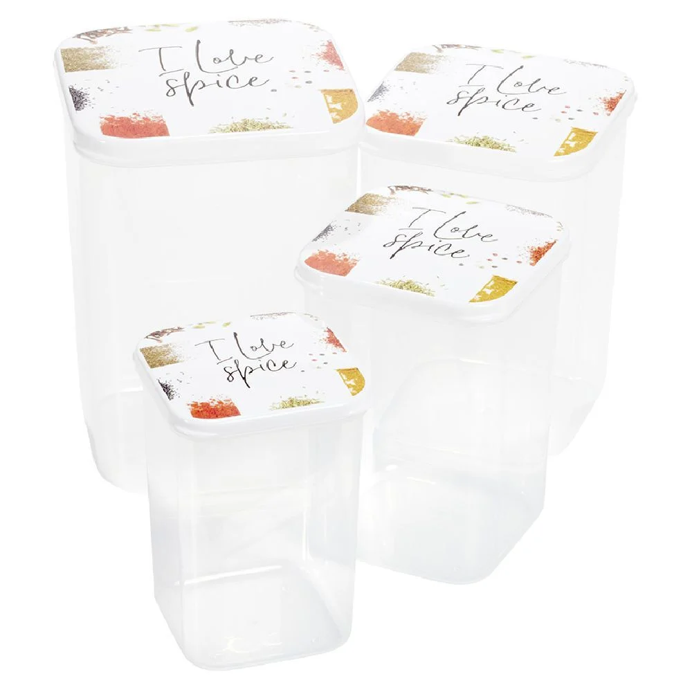 Boîte alimentaire transparent couvercle imprimé x4