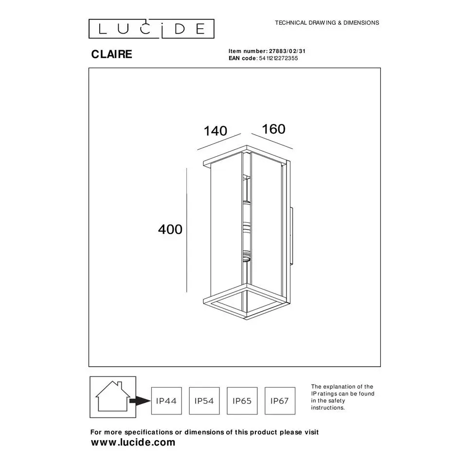 Lucide CLAIRE Wandlamp - Wit