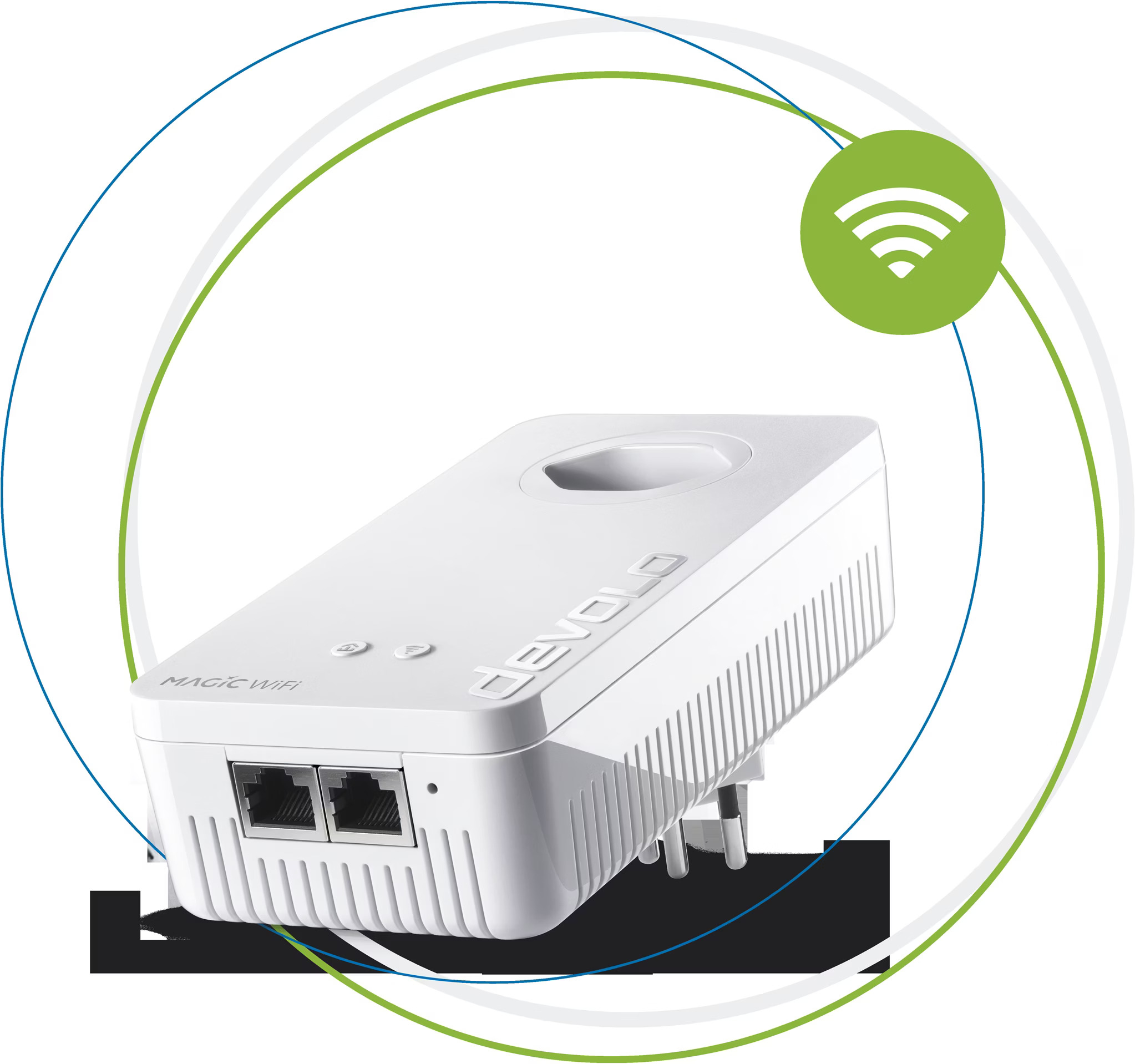 (2400Mbit/s) Magic 2 WiFi next Gigabit WLAN Erweiterung Powerline Adapter mit Steckdose und 2x RJ45 (8613) - Weiss