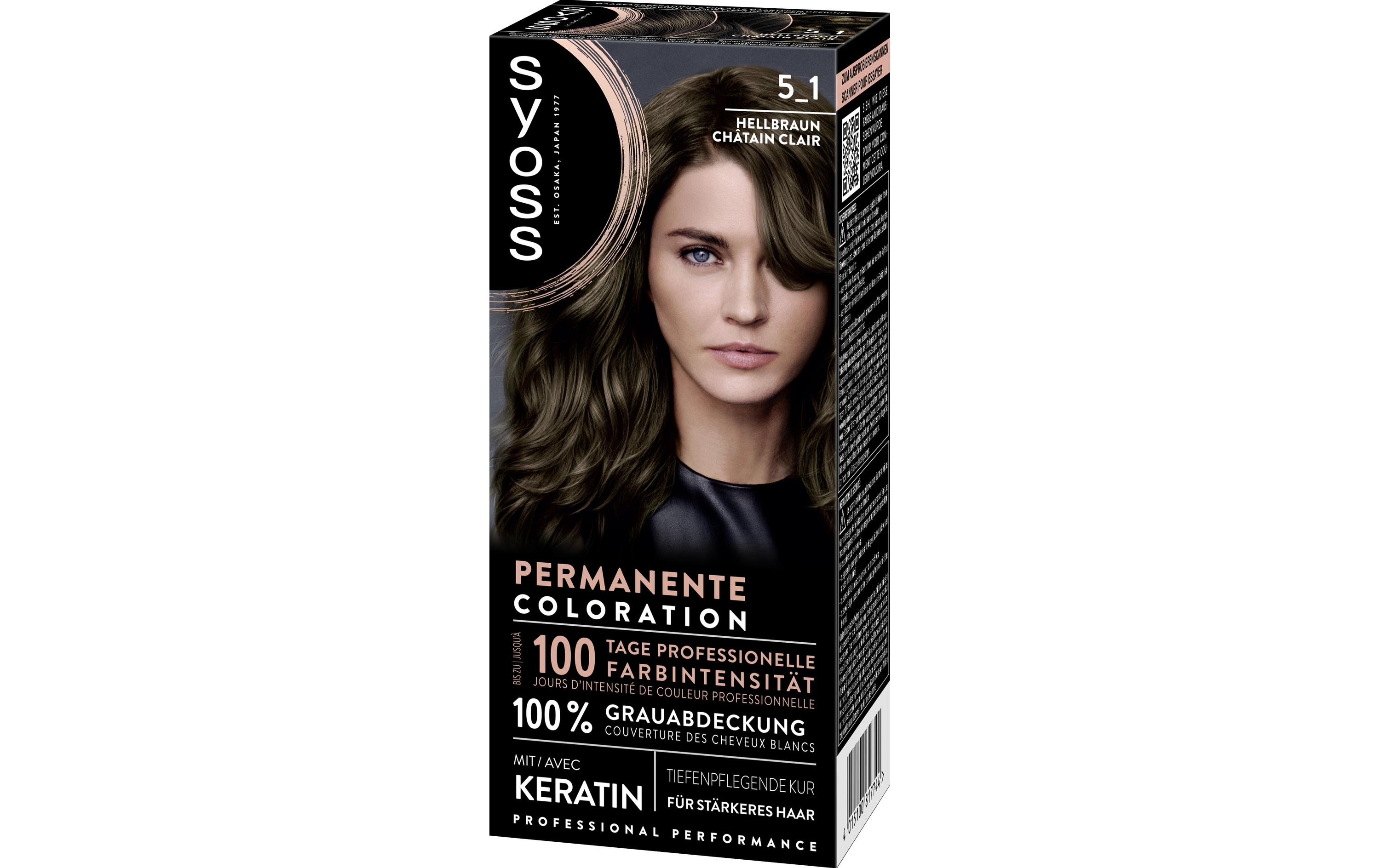 Haarcoloration 5-1 HellbraunPermanente Coloration mit Keratin verleiht professionelle Farbintensität