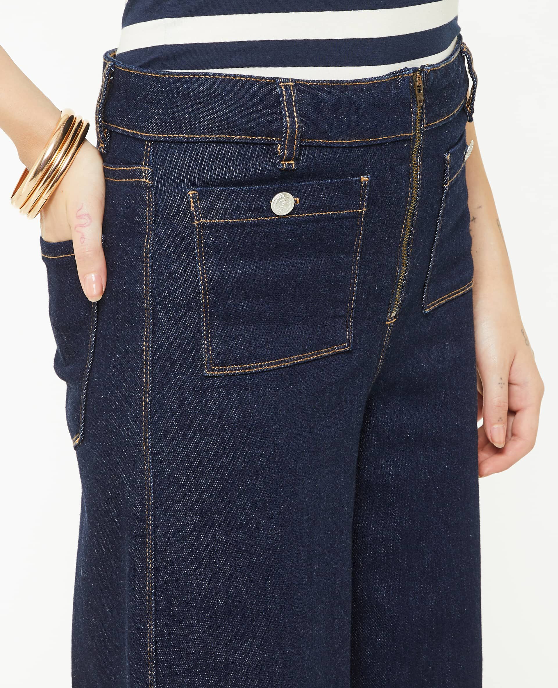 Jean Wide avec fermeture zippée apparente - Bleu
