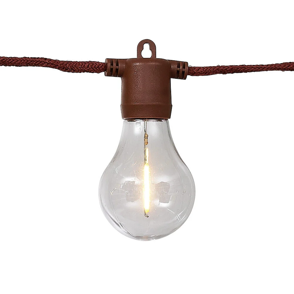 Guirlande ampoule 10 LED blanc chaud corde rouge 4,5 m
