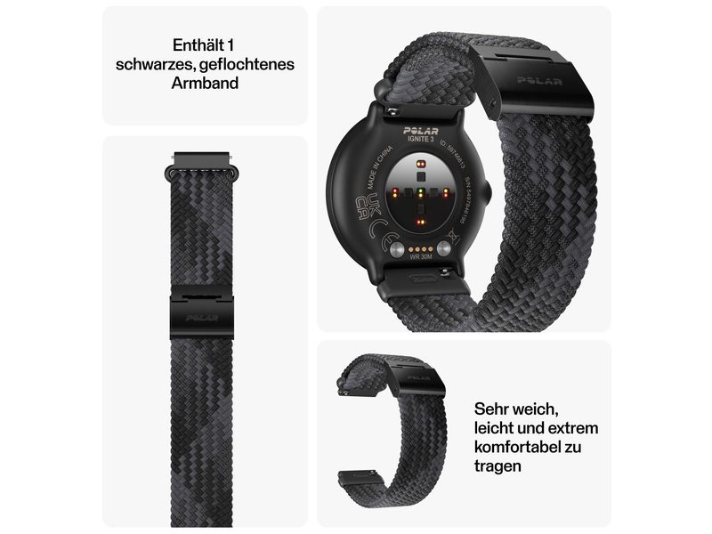 POLAR GPS-Sportuhr Ignite 3 Braided Yarn Fitnessuhr mit GPS