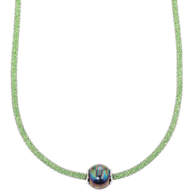 Mesh-Collier & Gleiter, Muschelkernperle, Zirkonia, ca. 48 cm