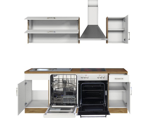 Held Furniture keukenblok met apparatuur Sorrento 210 cm wit mat gedemonteerd omkeerbaar model 1003.6279