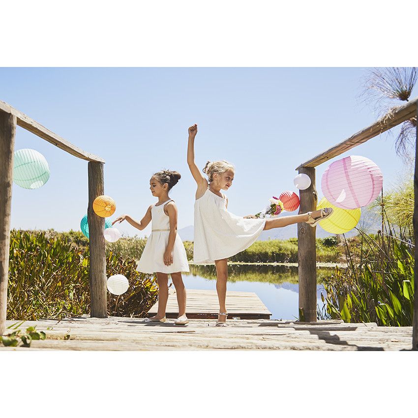Robe de cérémonie en broderie anglaise pour fille - Blanc
