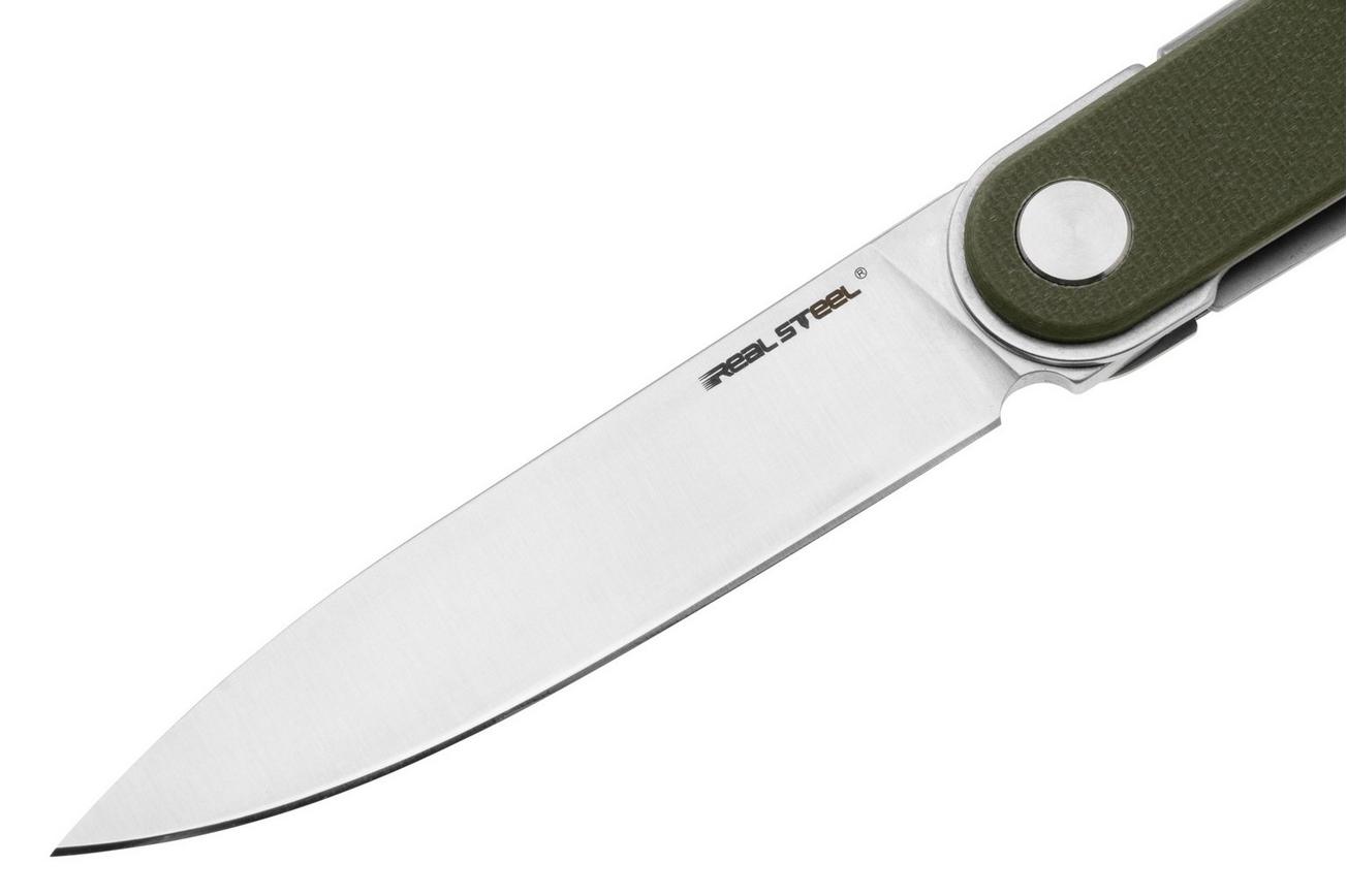 Real Steel Iris Front Flipper 8061BG Satin 12C27, OD Green G10, zakmes