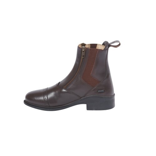 Botas de couro marrom com zíper duplo para adultos