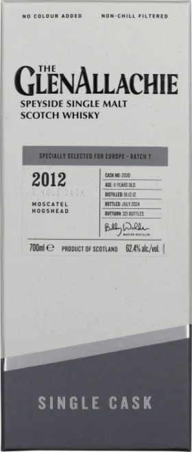 GLENALLACHIE 11 YEARS 2012 MOSCATEL CASK 70CL