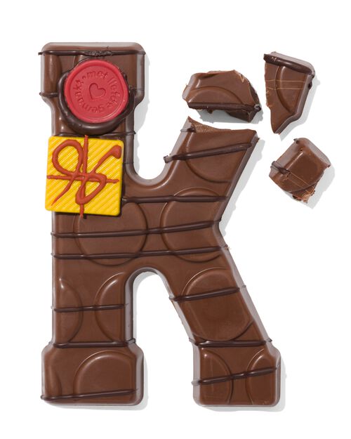 lettre K en chocolat au lait décorée à la main 200g