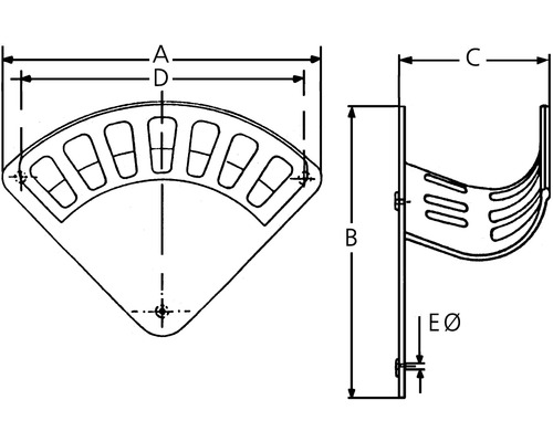 Wandslanghouder maat 1: A190 x B147 x C70 x D153 mm