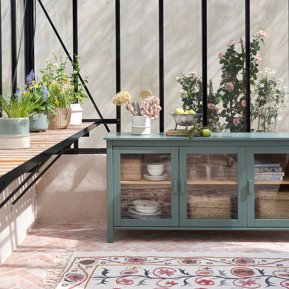 LA REDOUTE INTERIEURS<br>Vitrine de 3 portas em pinho e MDF, 160 cm de comprimento, Alvina