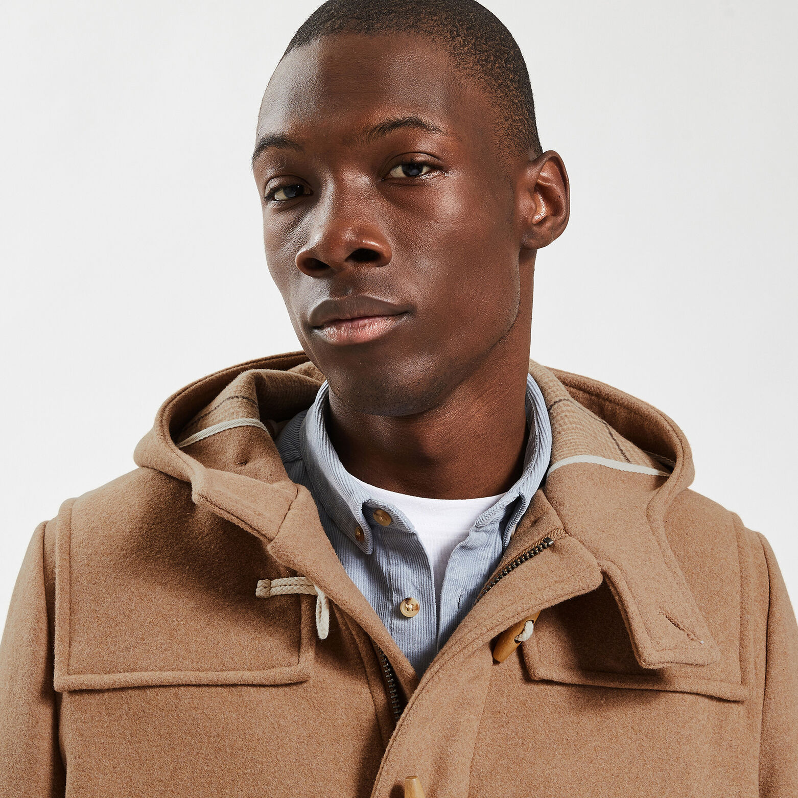 Manteau style duffle-coat avec capuche Beige