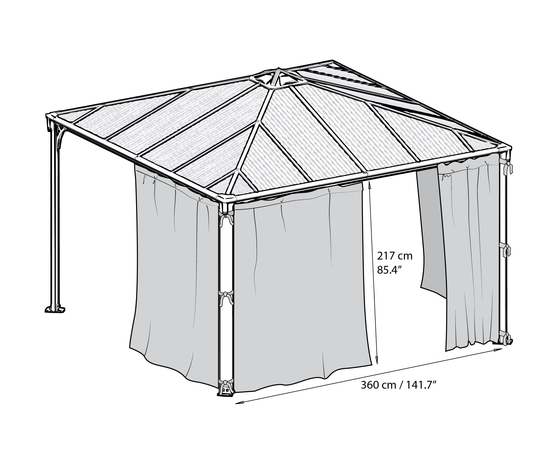 Palram - Canopia | Vorhangset für 3 - 4m Pavillons, anthrazit