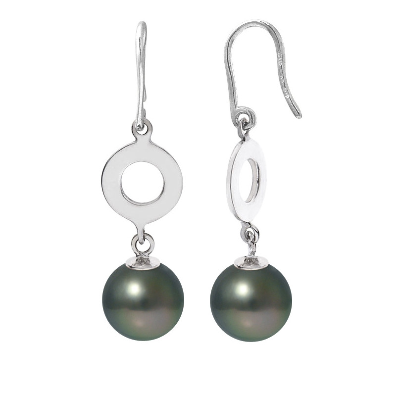 Boucles d'Oreilles Pendantes Perles de Tahiti et Argent 925/1000