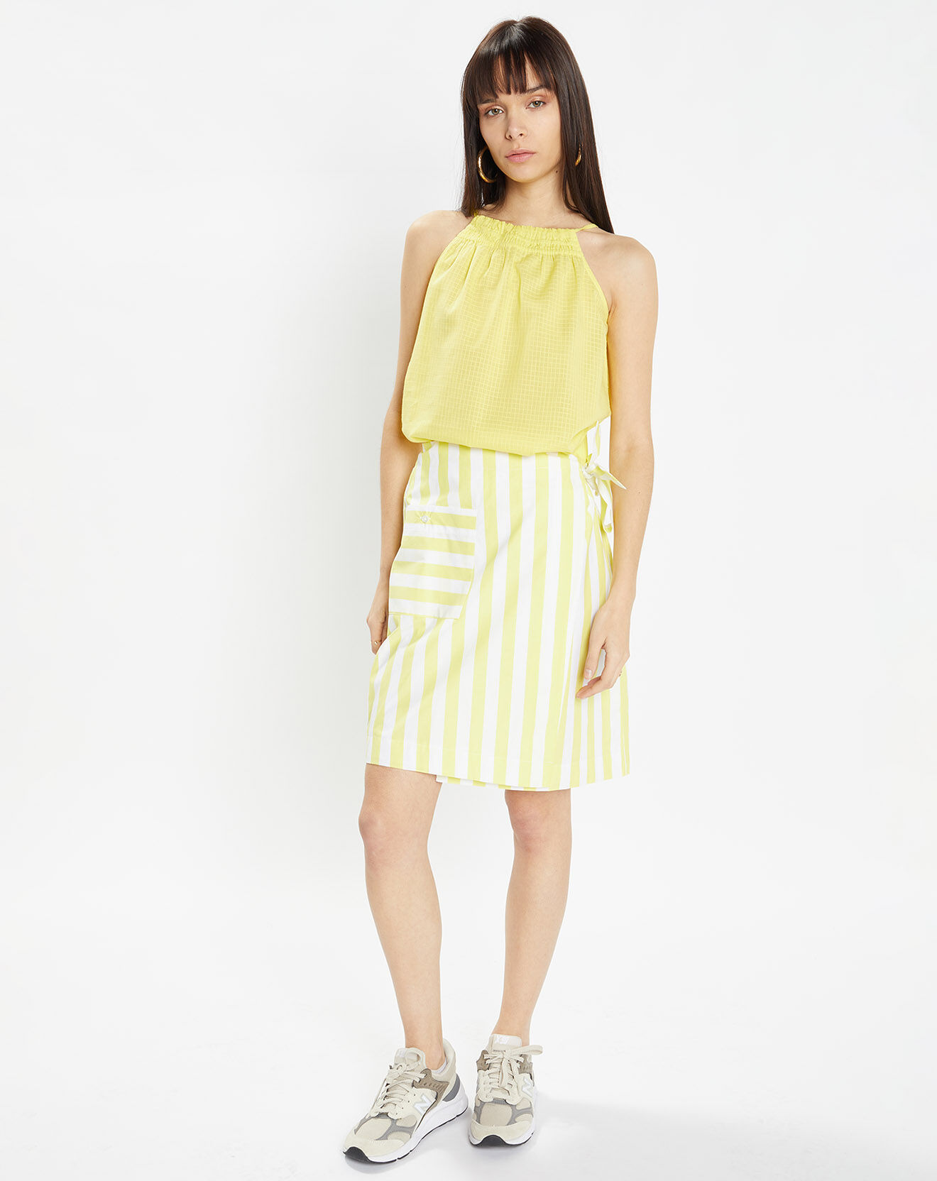 Galeries Lafayette Jupe en Coton organique Lucette à rayures jaune