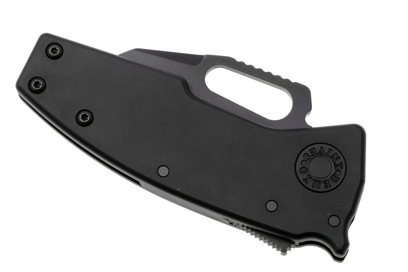Demko Nano-Shark, NANO-20CV-BLACK ALUM-SF, Stealth DLC CPM 20CV Shark Foot, Black Aluminum zakmes