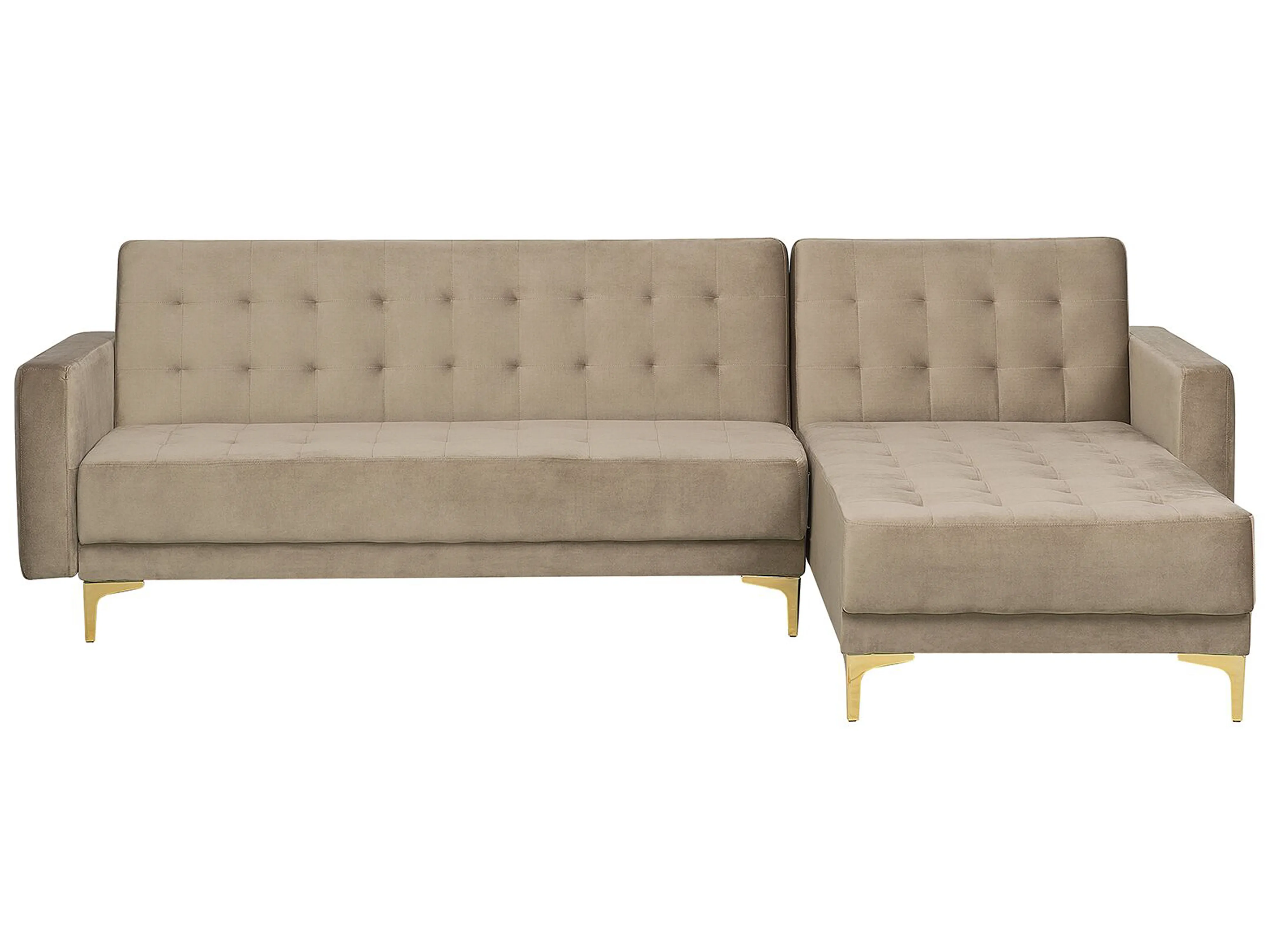 Modulaire hoekslaapbank 4-zits ABERDEEN Fluweel Zandbeige linkszijdig