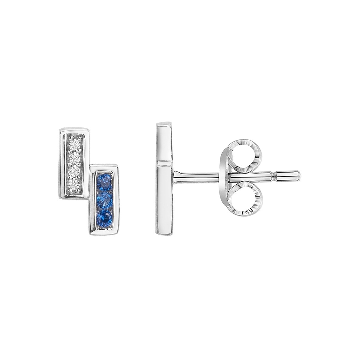 Boucles d'oreilles puces en Argent avec spinelle bleu saphir
