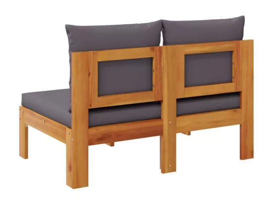 Canapé de jardin sans accoudoirs coussins 2 places bois acacia