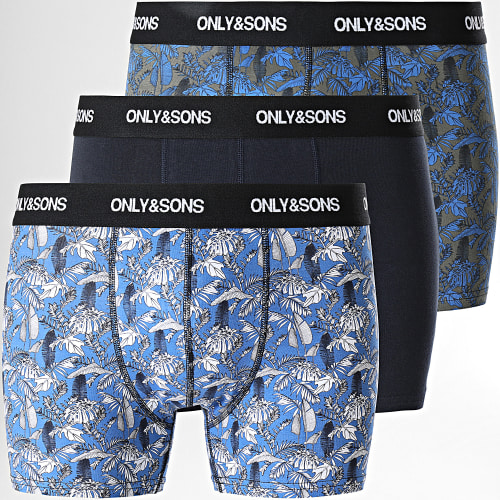 Lot De 3 Boxers Fitz Bleu Bleu Marine