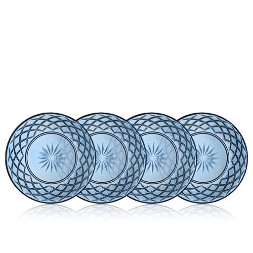 Lyngby Glas Sorrento 4-pak Tallerken, Blue, Ø21 cm