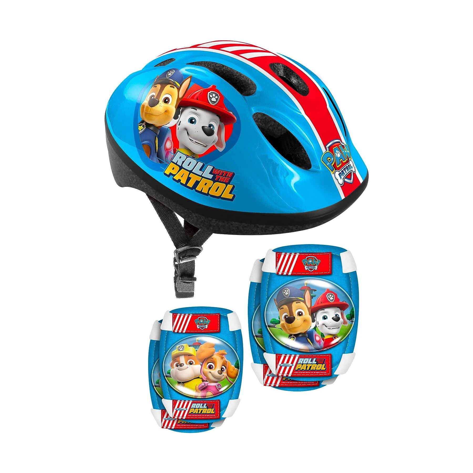 Capacete, joelheiras e cotoveleiras infantis da Patrulha Canina