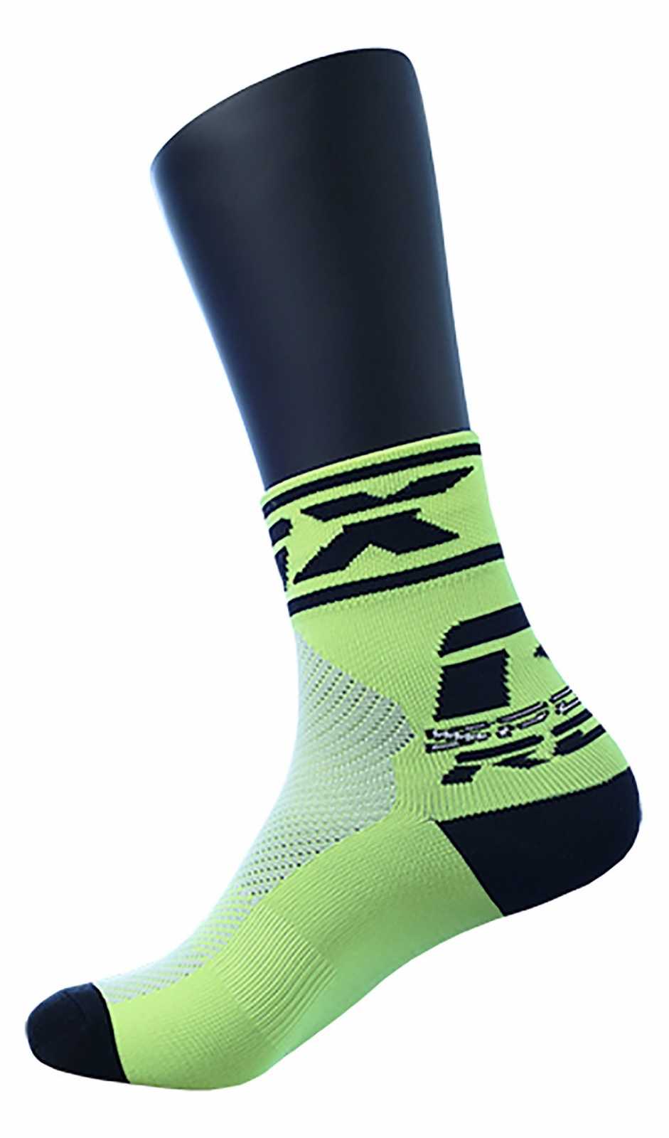 Meia Rox R-Running Step de cano médio, amarela fluorescente