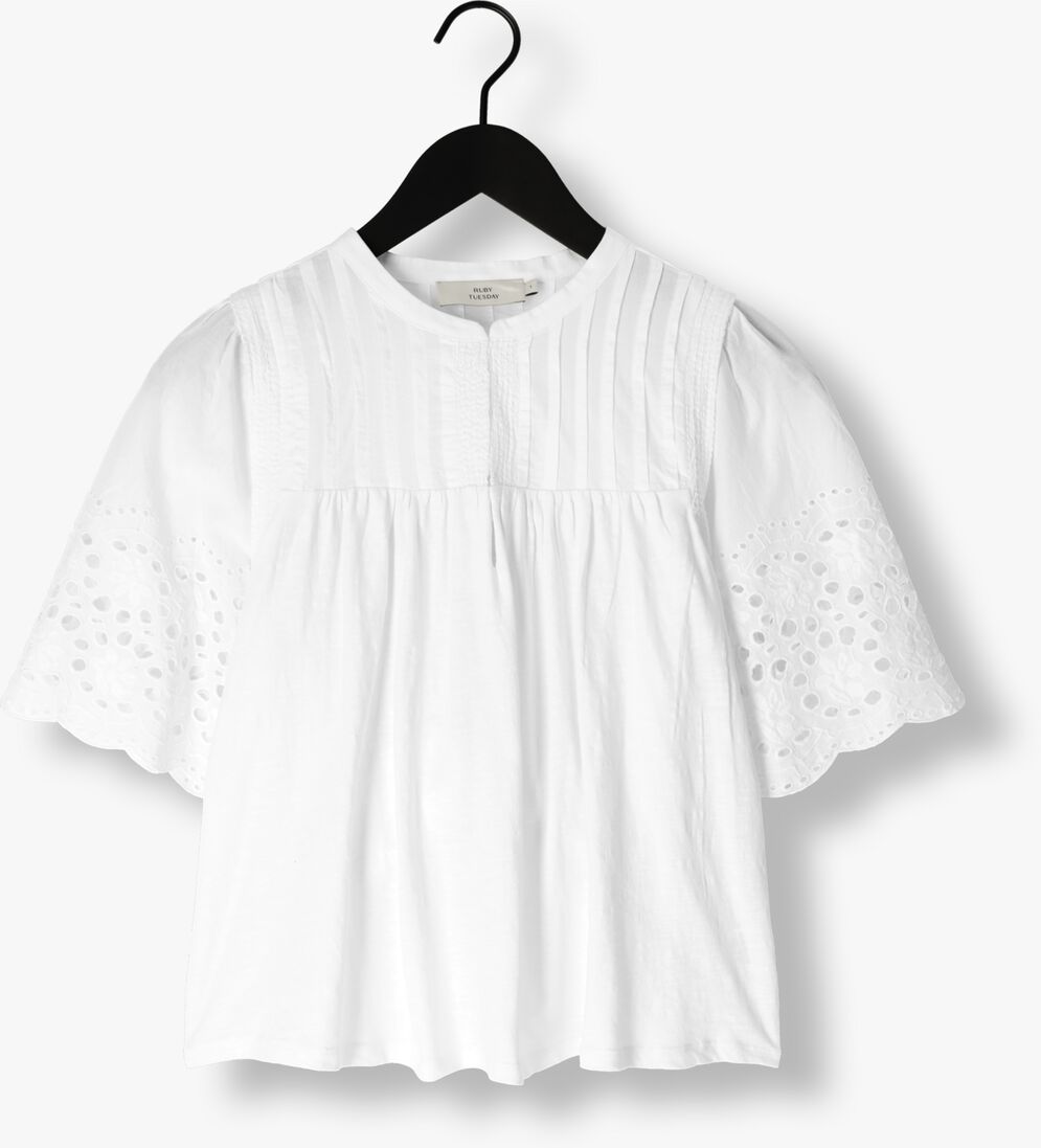 RUBY TUESDAY witte ruby tuesday blouse salome blouse with half embro sleeves and round neck