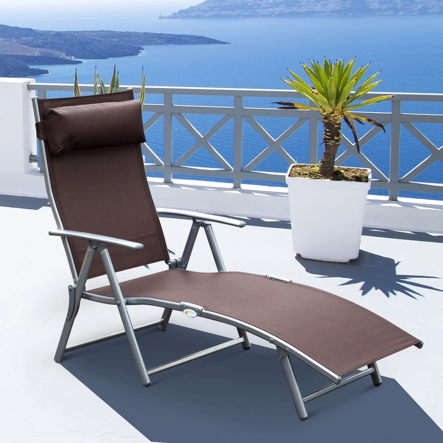 Outsunny Gartenliege mit Kissen braun