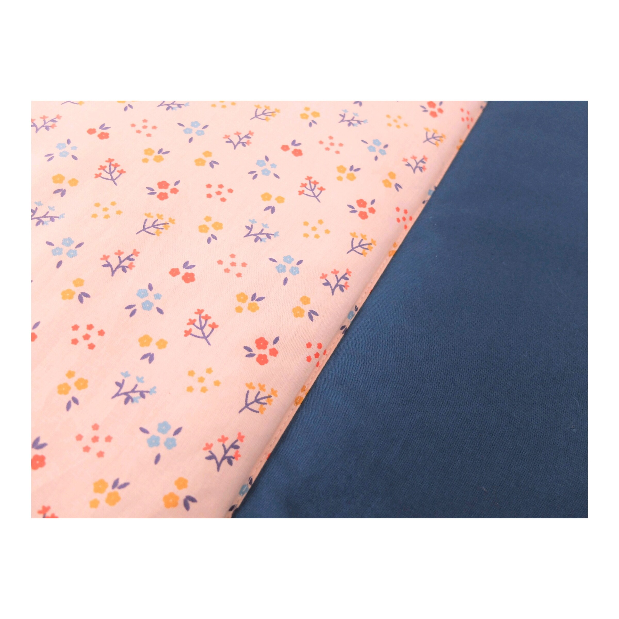 IDEENREICH Krabbeldecke 120x120 cm blau / Blümchen