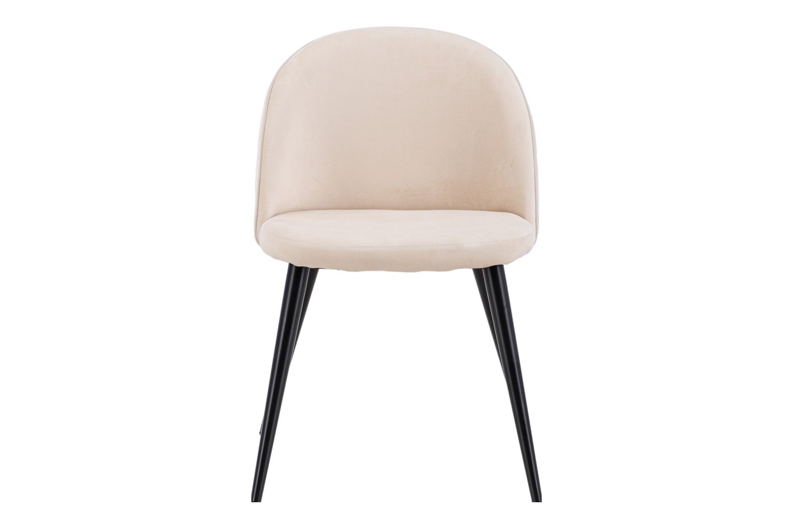 Velvet spisestol. Sett av 2 Sett av 2. Beige fløyelsstoff og polyester lin med sortlakkerte ben.