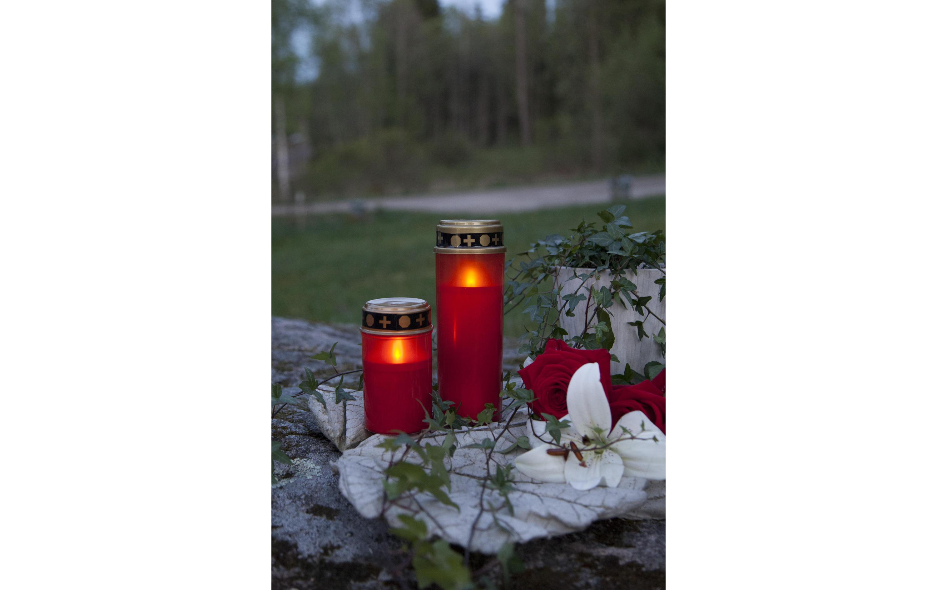 LED Grabkerze Serene Ø 7 x 12 cm, RotOutdoor Grabkerze