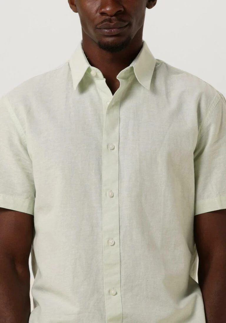 SELECTED HOMME groene selected homme casual overhemd slhslimnew-linen shirts ss classic w