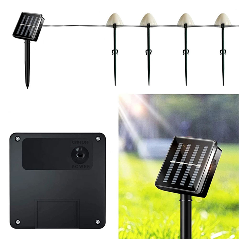 (3.5m) 10 LED's Deko Solar Lichterkette Pilz Outdoor Beleuchtung IP65 - Warmweiss