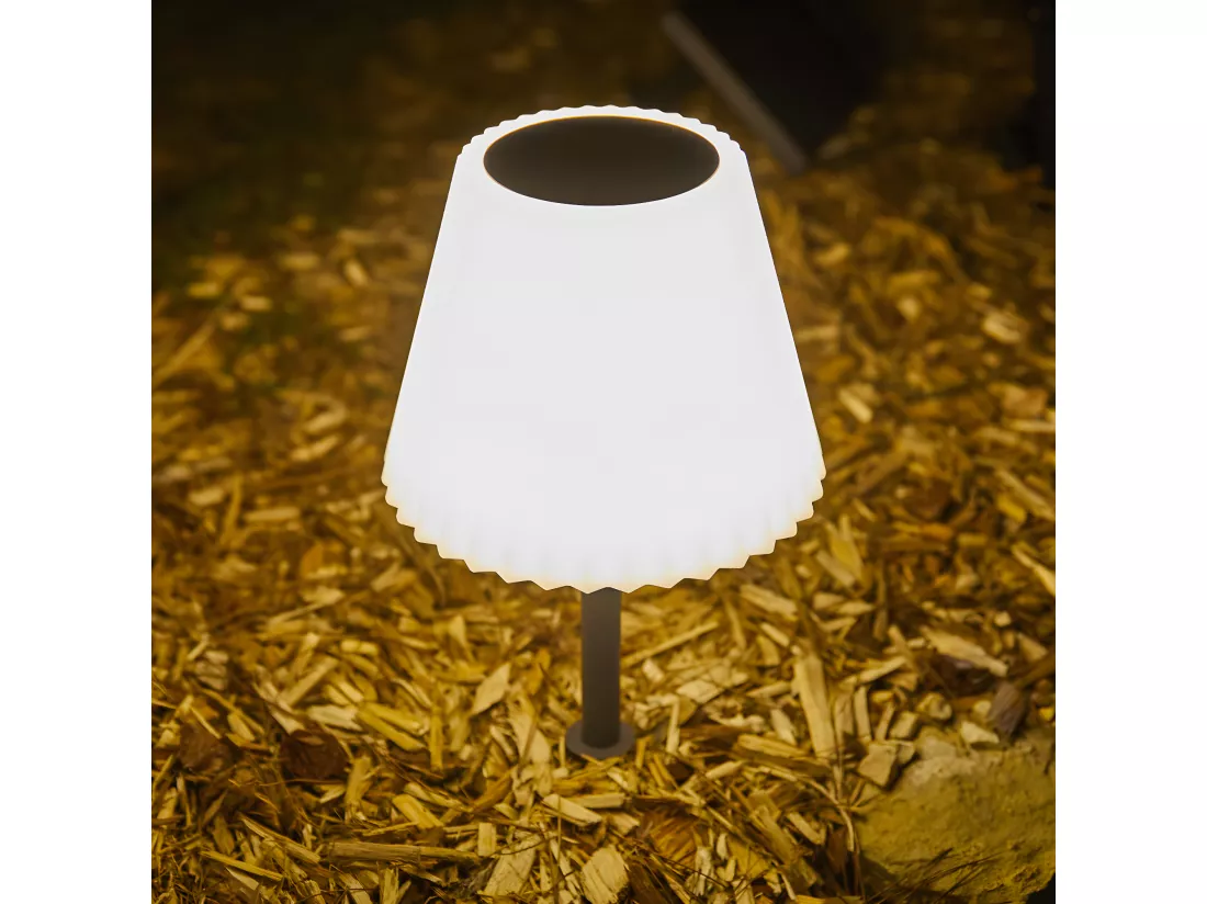 Lampe de table solaire 2 en 1 LADY SPIKE BOUFFANT Blanc Acier H62cm