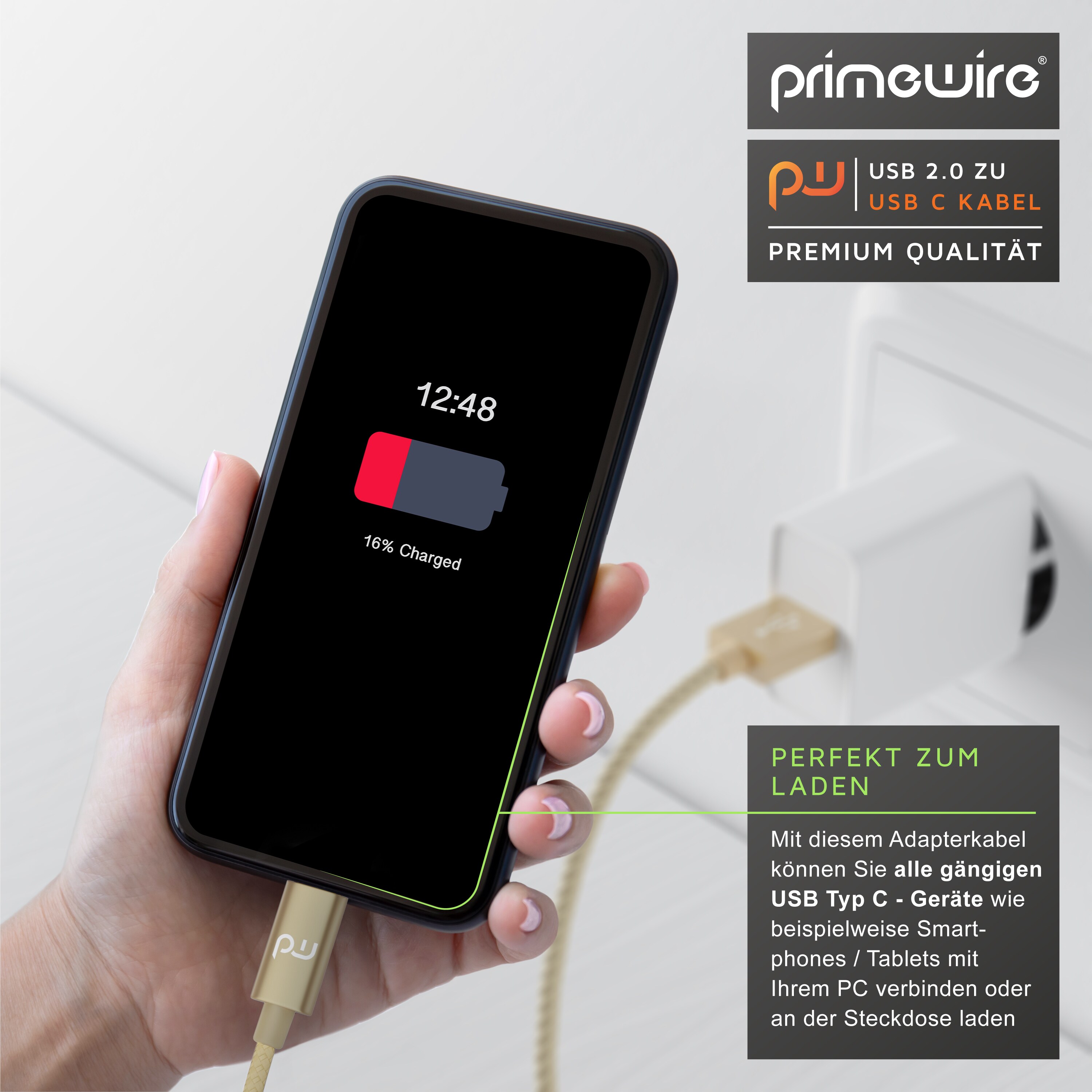 Primewire USB-C 3.1 zu USB 3.0 Typ A Kabel, Ladekabel, Datenkabel, Adapterkabel für Smartphone & Tablet - 1m