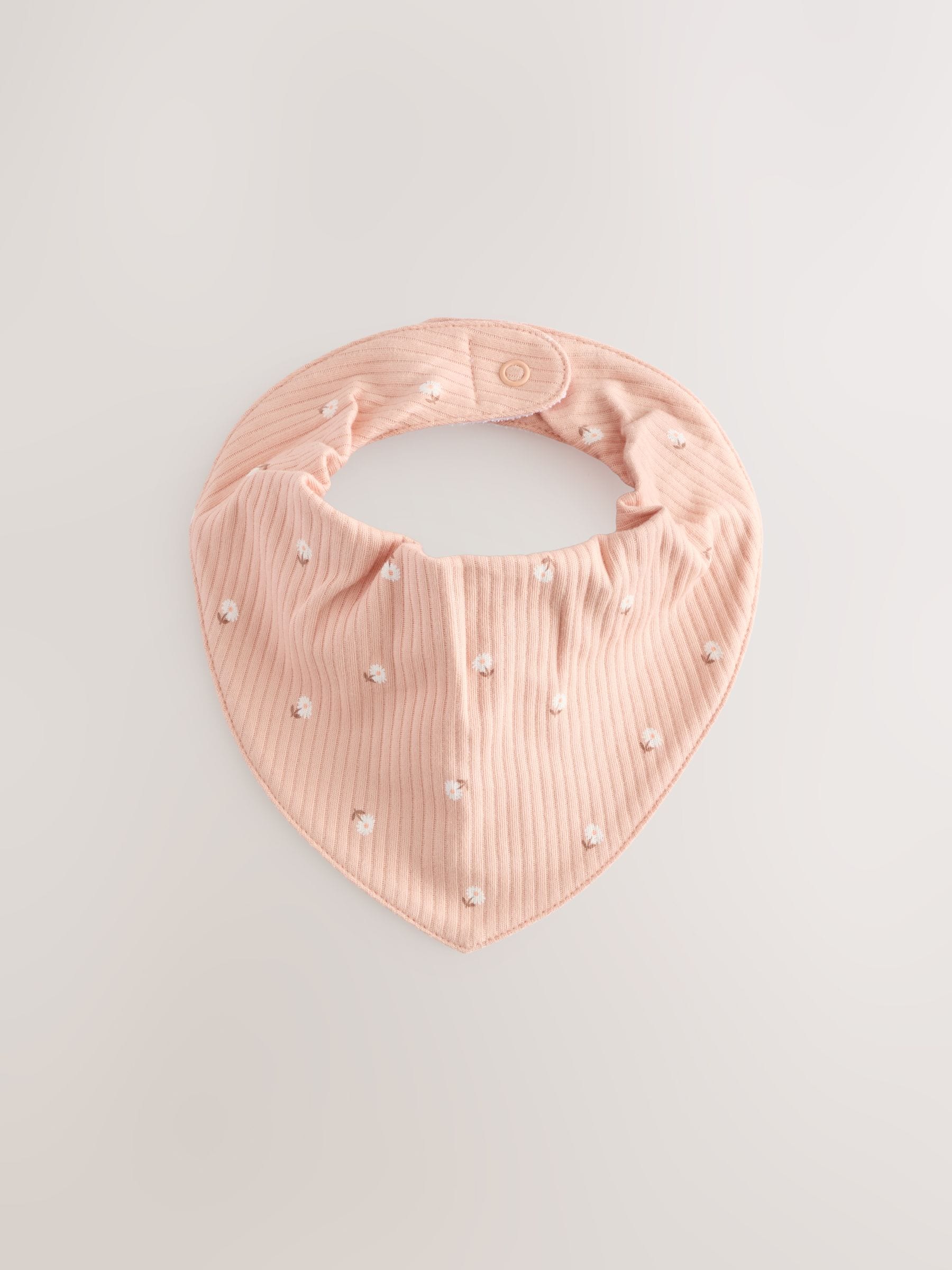 Abrikooskleur met fijne print - Set van 5 Dribble babyslabbetjes