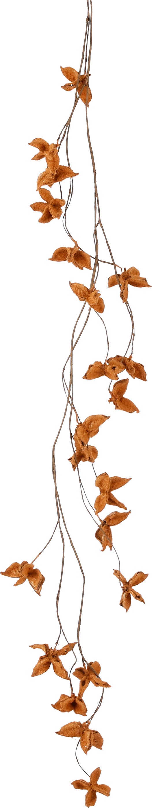 House of Seasons kunsthangplant met bladeren 130 x 5 x 6 cm oranje