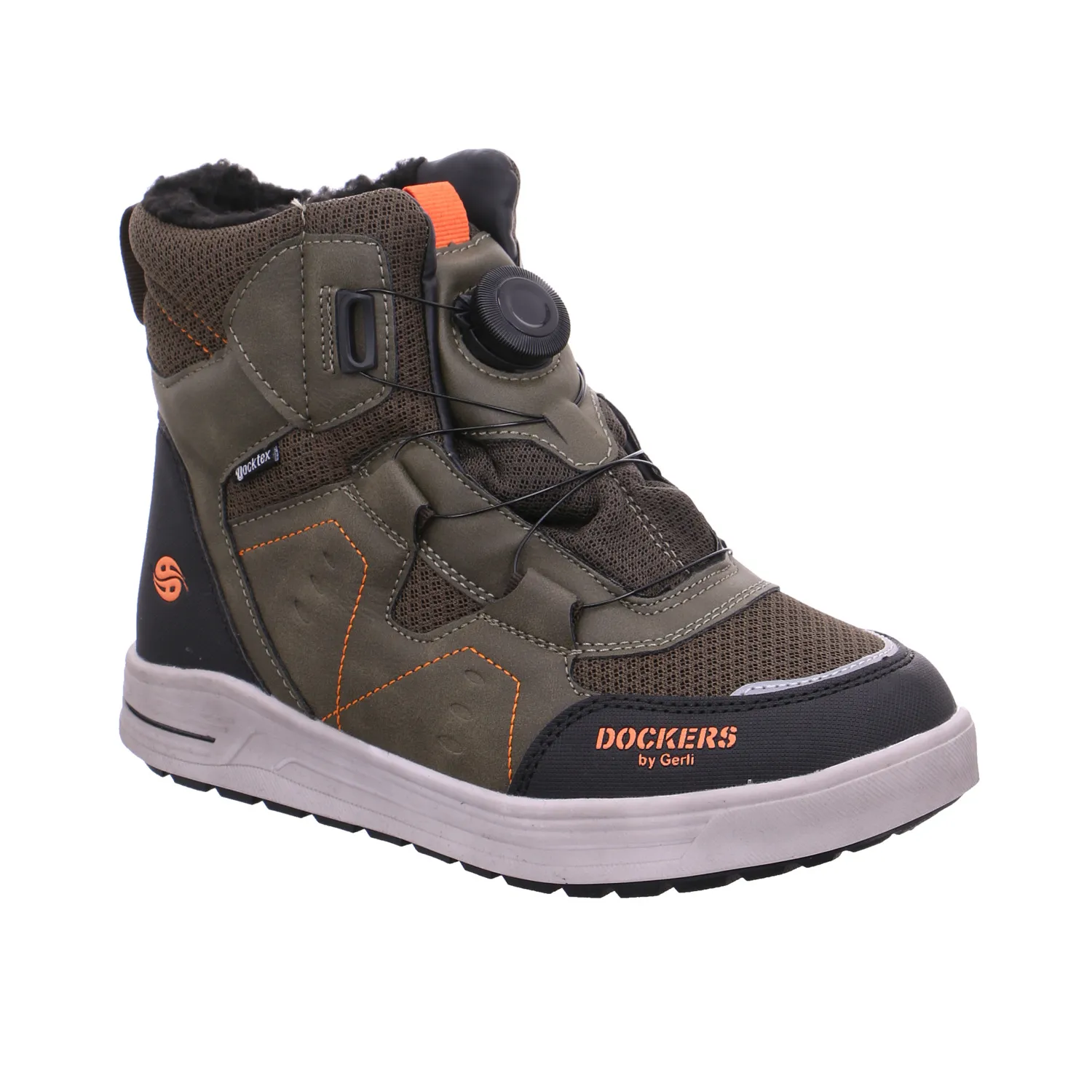 DOCKERS Jungen-Winter-Bottine Olive Lederimitat  Winter-Boot