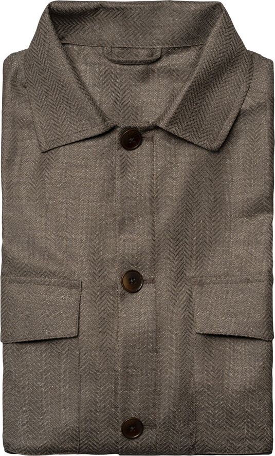 ETON Beige Wool Linen Drawstring Overshirt Lysebrun