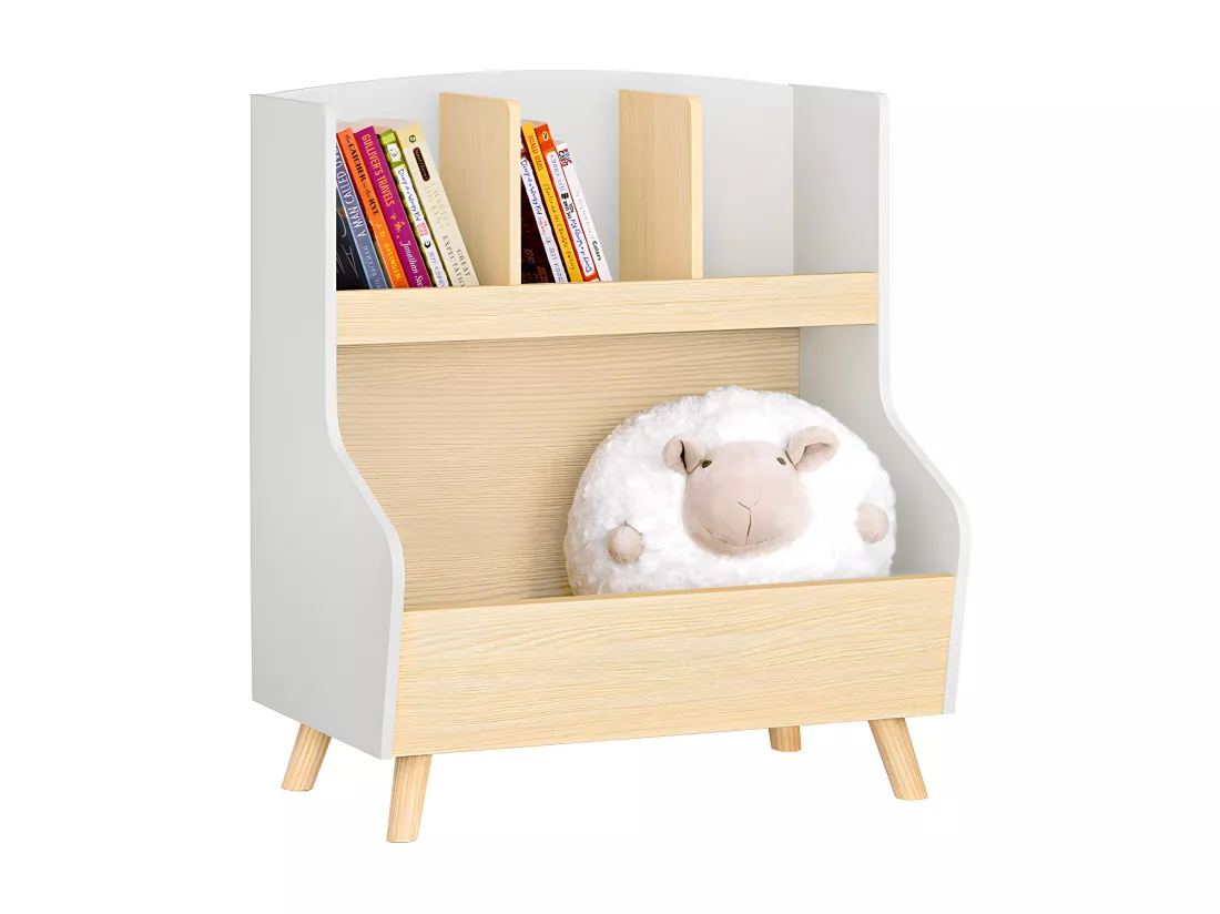 SoBuy Bibliothèque Enfant Étagère de Rangement Jouets pour Enfants Étagère à Livres pour Garçon, Fille, pour Chambre d'enfant et Salle de Jeux, 60 x 37 x 68 cm, KMB105-HG