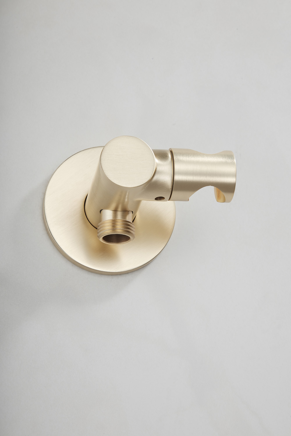 Saniclear Plus draaibare handdouche houder met wateraansluiting geborsteld messing mat goud